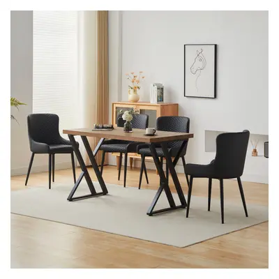 5 Piece Industrial Style Dining Set Oak Effect