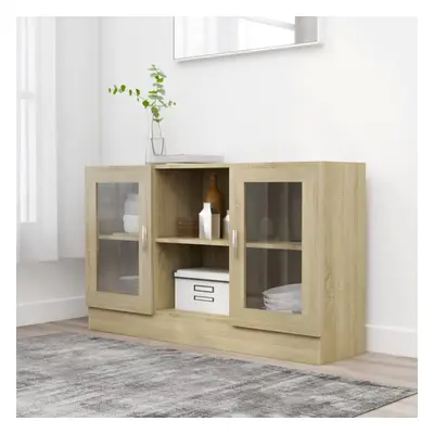 vidaXL Vitrine Cabinet Sonoma Oak Engineered Wood Sideboard Storage Cupboard