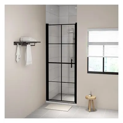 vidaXL Shower Doors Tempered Glass Black Enclosure Cubicle Bathroom Indoor