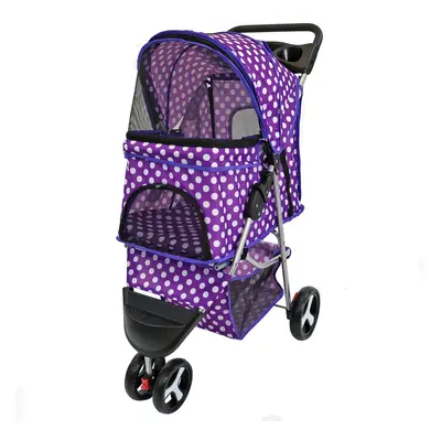 Pet Stroller Dog Cat Puppy Pram Pushchair Purple Dot