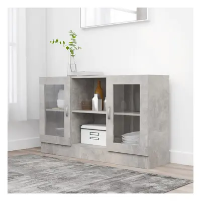 vidaXL Vitrine Cabinet Concrete Grey Chipboard Sideboard Storage Cupboard