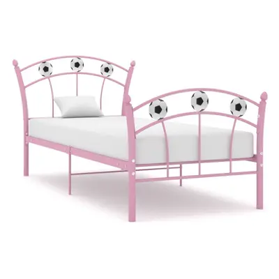 vidaXL Bed Frame with Football Design Pink Metal 90x200 cm Bed Base Bedstead