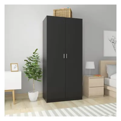 vidaXL Wardrobe Black Chipboard Clothing Storage Cabinet Shelf Orangiser Rack