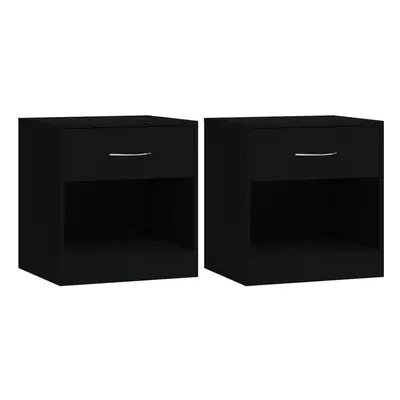 (Black) vidaXL 2x Bedside Cabinets with Drawer Nightstand Bedroom Table Multi Colours