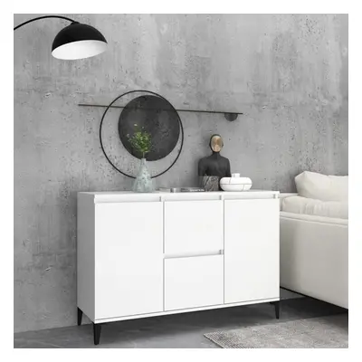 vidaXL Sideboard White Engineered Wood Book Storage Cabinet Standing Shelf