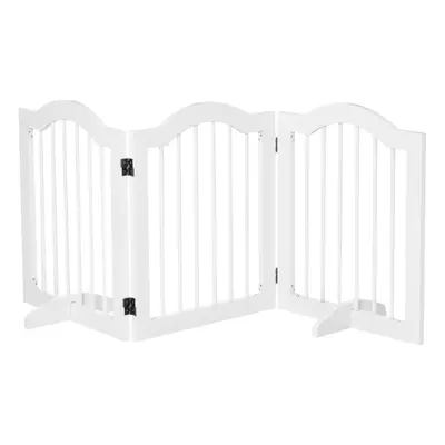 PawHut Freestanding Pet Gate Safety Barrier Pannel w/ Support Feet White