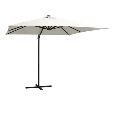 vidaXL Cantilever Garden Parasol with LED lights and Steel Pole Umbrella Sand