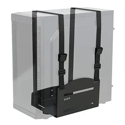 VIVO Black Universal PC Wall Mount - Adjustable Steel Bracket, Computer Case Open Frame Strap Ho