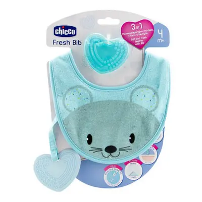 Chicco Fresh Teething Ring with Bib In Blue 4m+