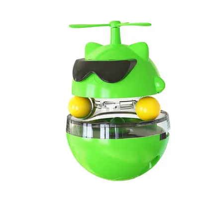 (Green) Multifunctional Electric Cat Toy Interactive Infrared Swing Tumbler Design Food Dispensi