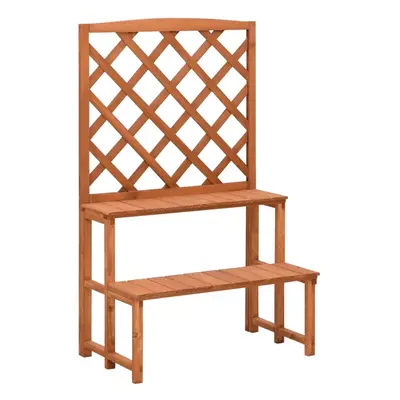 vidaXL Solid Fir Wood Plant Stand with Trellis Wooden Garden Plant Rack Shelf