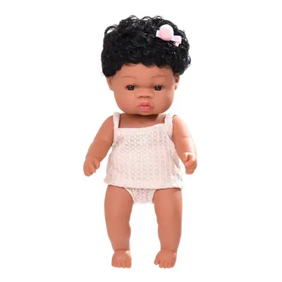 () Black Baby Dolls Soft Silicone Vinyl Play Toy Infant Reborn Handmade Doll Lifelike Newborn Gi