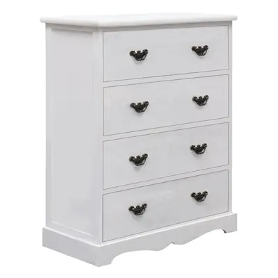 vidaXL Drawer Cabinet White Wood Side Wooden Sideboard End Storage Bedside