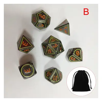 () 7Pcs Set Antique Metal Polyhedral Dices Playing Game