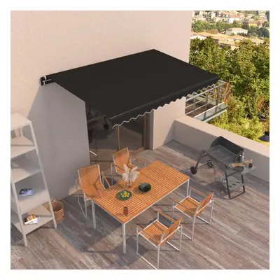 vidaXL Manual Retractable Awning 450x350 cm Anthracite Outdoor Garden Patio