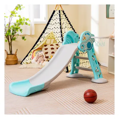 Folding Climber & Slide Set Kid's 3-in-1 Basketball Hoop & Small ball Playset