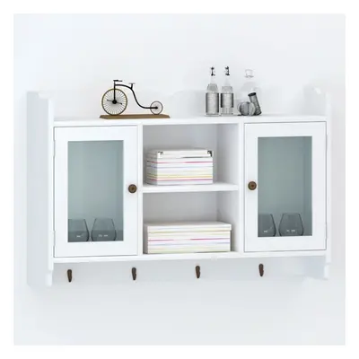 White MDF Wall Cabinet Display Shelf Book/DVD/Glass Storage Coat Bag Cap Key