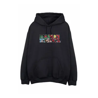 (L, Black) Marvel Comics Mens Infill Logo Hoodie