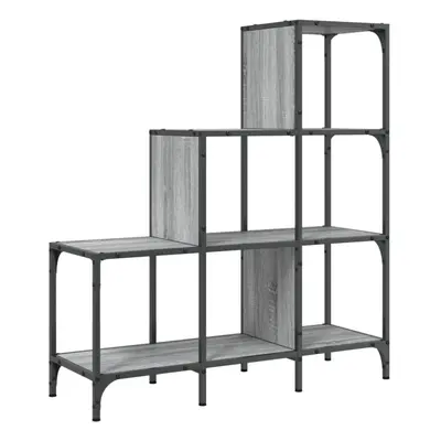 vidaXL Bookcase Bookshelf Side Cabinet Grey Sonoma Engineered Wood and Metal