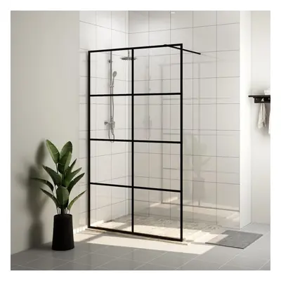 vidaXL Walk-in Shower Wall with Clear ESG Glass Black Shower Screen Partition