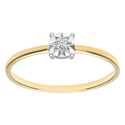 (Q) Jewelco London 9ct Yellow Gold Solitare Diamond Ring