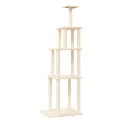 (cream) vidaXL Cat Tree with Sisal Scratching Posts Cat Scratch Tower Climber Dark Grey