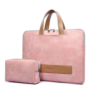 (Pink 15.6 inch) 13.3/14 15.6 inch Portable Laptop Bag Waterproof PU Leather Laptop Case Casual 