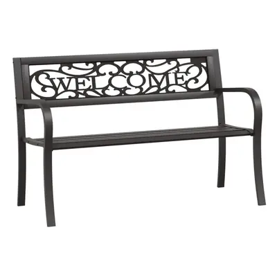 (black, cm) vidaXL Twin Garden Bench Porch Patio Bench Chair Outdoor Bench Seat Steel