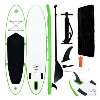 vidaXL Inflatable Stand Up Paddle Board Set Green and White SUP Board Set