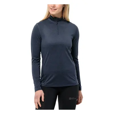 (S, Night Blue) Jack Wolfskin Womens Sky Thermal Half Zip Baselayer Fleece Top