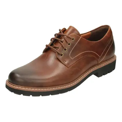 (UK 9, Dark Tan (Brown)) Mens Clarks Smart Lace Up Shoes Batcombe Hall - G Fit