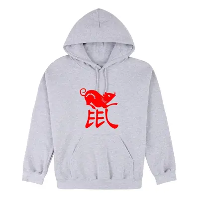 (4XL) Chinese Zodiac New Year Mouse Rat Animal Grey Hooded Sweater Mens Hoodie