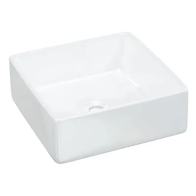 vidaXL Wash Basin Countertop Wash Sink Cloakroom Basin White Ceramic Square