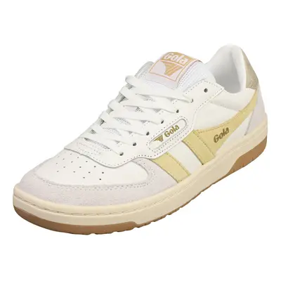 (8) Gola Hawk Womens Fashion Trainers in White Lemon