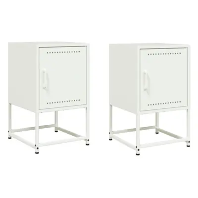 vidaXL Bedside Cabinets Nightstand Bed Table Bed Cabinet pcs White Steel