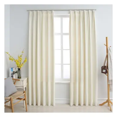 vidaXL 2x Blackout Curtains with Hooks Velvet Cream 140x245cm Drapery Blinds