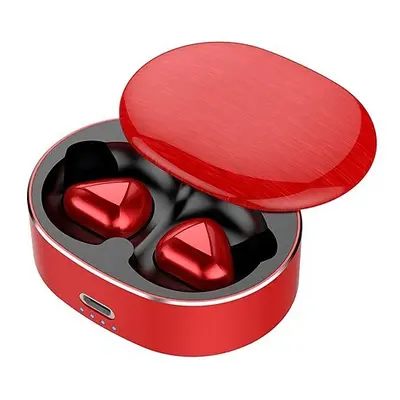 (Red) AI Control Tws Mini Wireless Bluetooth Headphone Waterproof Noise Cancelling Sports Headse