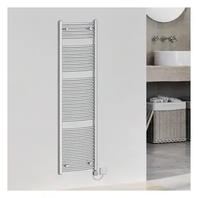 (1800x500mm, Chrome) WarmeHaus Curved Thermostatic Electric Heated Towel Rail Warmer Radiator