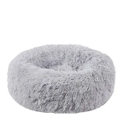 (Light Gray, L) 40-100cm Pet Supplies Kennel Round Plush Pet Nest Padded Soft Warm For Cat Bed M