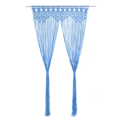 vidaXL Macrame Curtain Blue 140x240 cm Cotton Shade Drape Translucent Blind