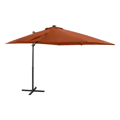 vidaXL Cantilever Umbrella with Pole and LED Lights Terracotta cm Sunshade