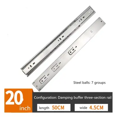 (20 inch) Cabinet Damping Slide Rail Three-section Thickened Stainless Steel Guide Drawer Buffer