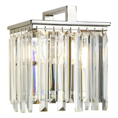 Wall Light Cut Glass Crystals Opal Highly Polished Nickel LED E27 60W