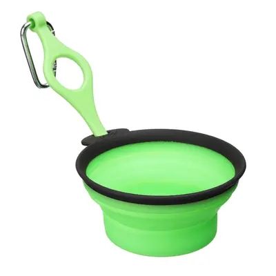 (Green dot, M) Pet Silica Gel Bowl Dog cat Collapsible Silicone Dow Bowl Candy Color Outdoor Tra