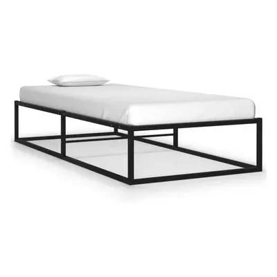 vidaXL Bed Frame Black Metal 90x200cm Slatted Base Bedstead Bedroom Furniture