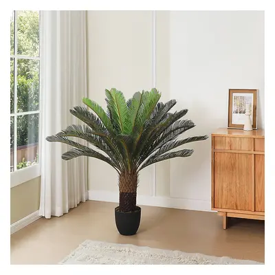 Leaf Large Artificial Cycas Tree in Black Pot for Decoration, 113cm for Bedroom Office