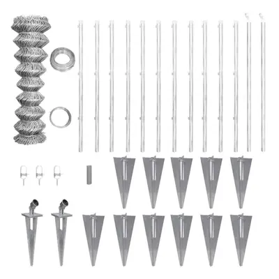 vidaXL Galvanised Chain-Link Fence with Anchor Spike for Post 25x0.8m Barrier