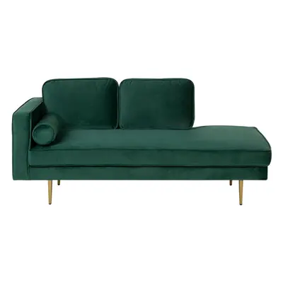 Left Hand Velvet Chaise Lounge Emerald Green MIRAMAS