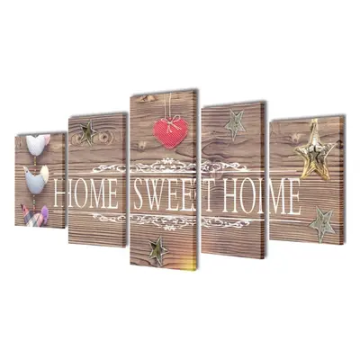 (home sweet home, x cm) vidaXL Canvas Wall Print Set Home Artwork 200x100cm/100X50cm Multi Model