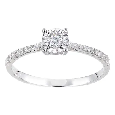 (Q) Jewelco London 18ct White Gold Women Round Diamond Engagement Halo Ring